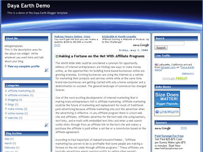 Click to enlarge Daya Earth Blogger template