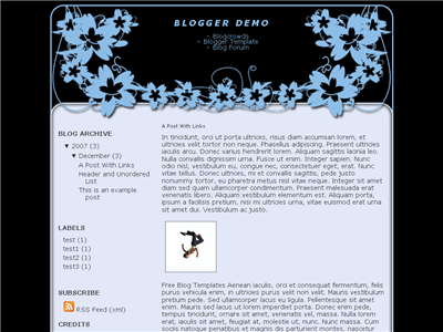 Click to enlarge Blue Flowers Blogger template
