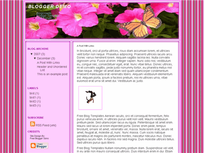 Click to enlarge Butterfly Garden Blogger template