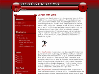 Click to enlarge Code Red Blogger template