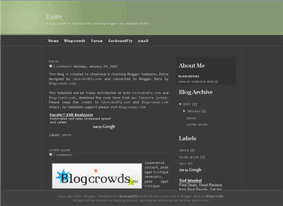 Click to enlarge Emire Blogger Blogger template