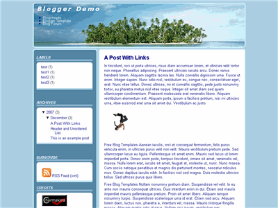 Click to enlarge Island Dream Blogger template