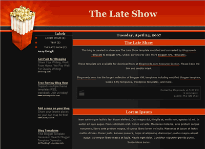 Click to enlarge The Late Show Blogger template