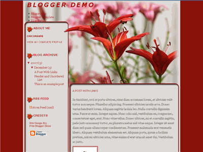 Click to enlarge Tiger Lily Blogger template