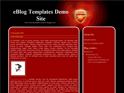 Click to enlarge Arsenal Blogger template