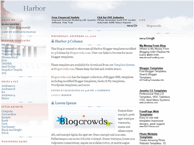 Click to enlarge Harbor Blogger template
