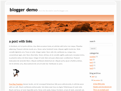 Click to enlarge Red Planet Blogger template