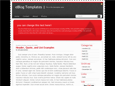 Click to enlarge Red Stamp Blogger template
