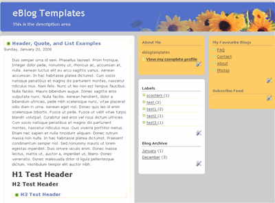 Click to enlarge Sun Flower Blogger template