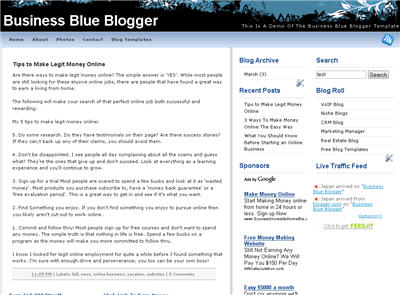 Click to enlarge Business Blue Blogger template