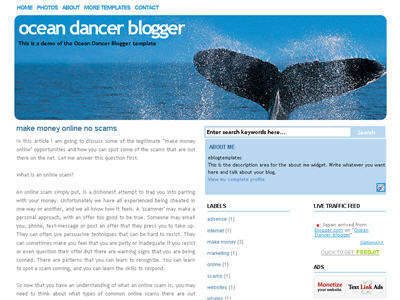 Click to enlarge Ocean Dancer Blogger template