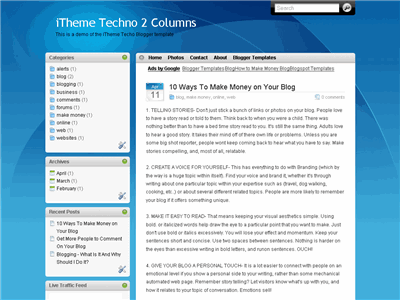 Click to enlarge iTheme Techno Left Column Blogger template
