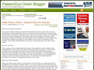 Click to enlarge PassionDuo Green Blogger template