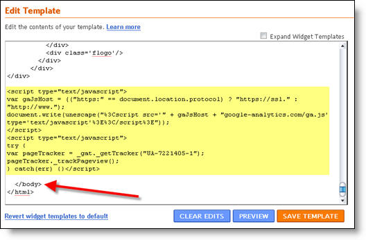 blogger google analytics code 2