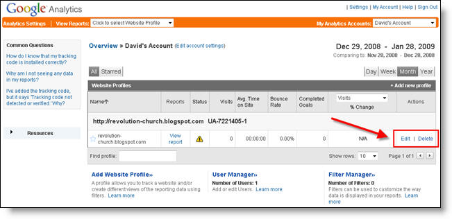 Google Analytics Blogger Dashboard Edit