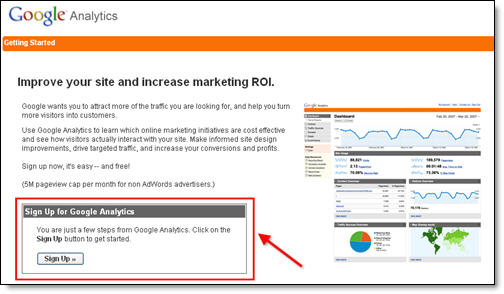 Google Analytics Blogger Sign Up Step 1